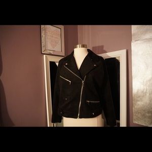 H&M Divided Faux Suede Cropped Moto Jacket